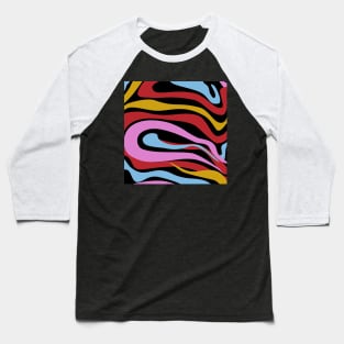 Modern Retro Liquid Swirl Abstract Pattern Baseball T-Shirt